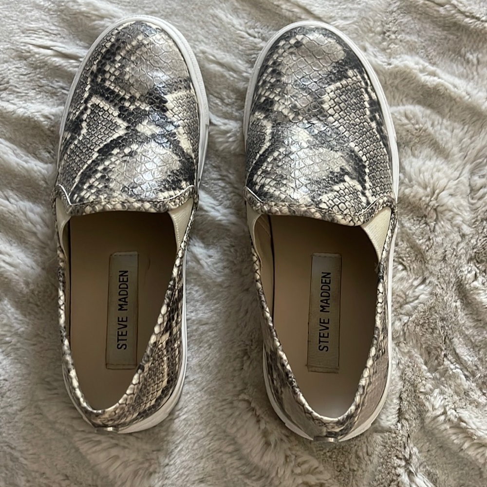 Steve Madden slip-on crocodile print sneakers. Size W6.